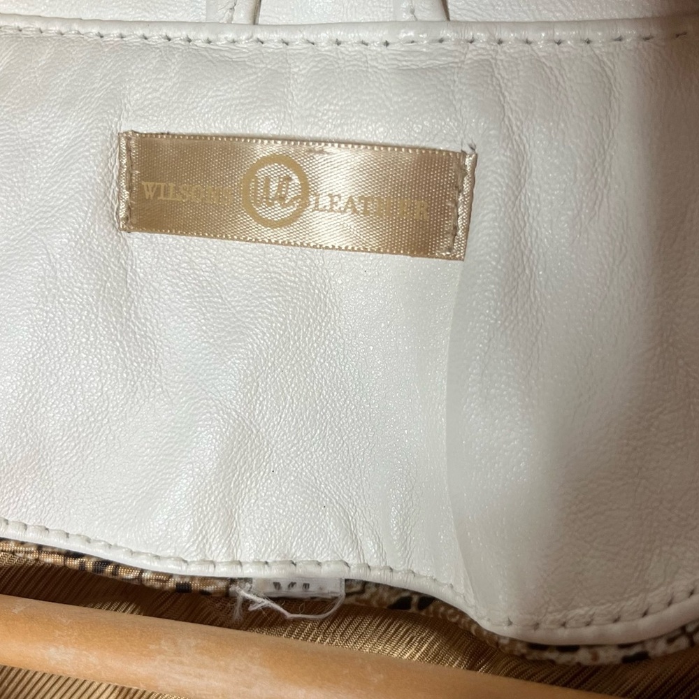 Vintage Wilson Leather White Button Front Collared Leather Jacket Classic - Picture 8 of 9